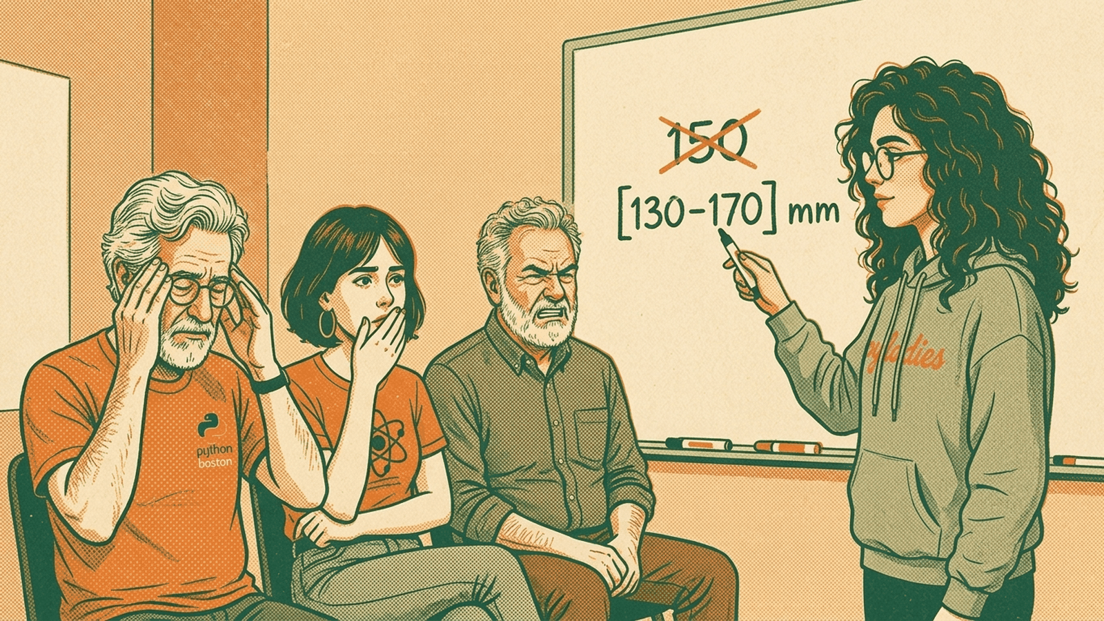 alt text showing the lead developer at a whiteboard announcing that Species height becomes a range with units instead of a bare number,